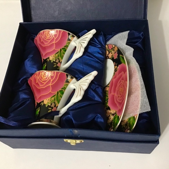 VTG Adeline Porcellana Fine Set of 2 Tea Cup and Saucer Set Floral Design - Picture 4 of 12